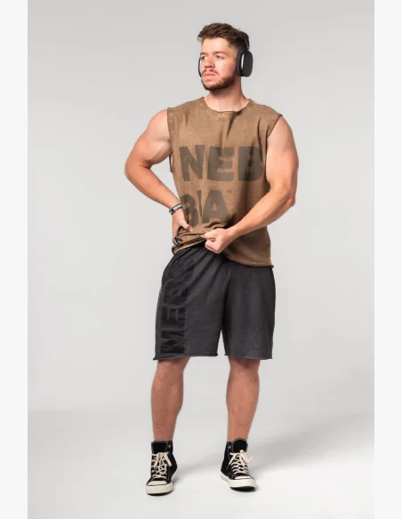 NEBBIA • NEBBIA Washed-off sleeveless sweatshirt BEASTIN' brown • Nebshop.cz
