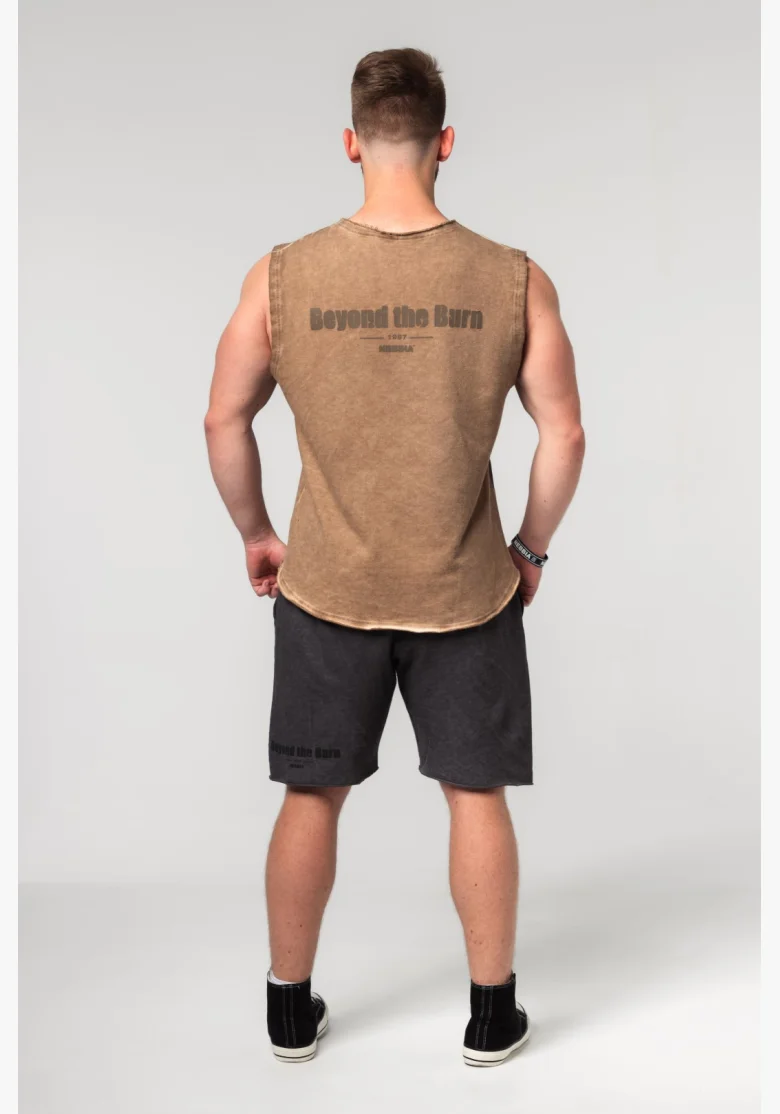 NEBBIA • NEBBIA Washed-off sleeveless sweatshirt BEASTIN' brown • Nebshop.cz