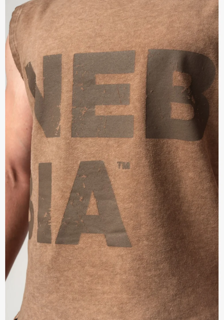 NEBBIA • NEBBIA Washed-off sleeveless sweatshirt BEASTIN' brown • Nebshop.cz