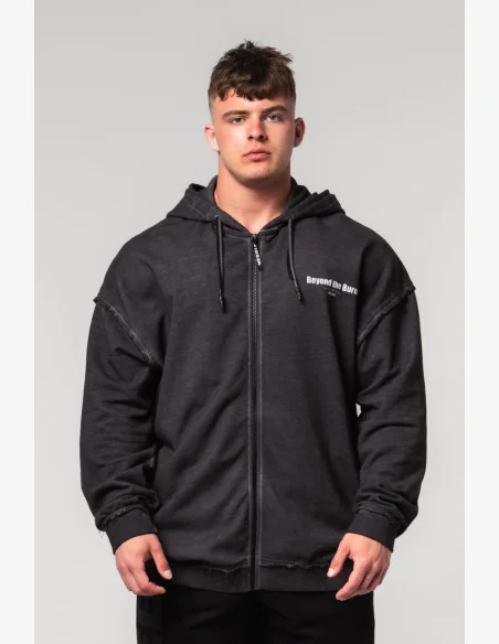 NEBBIA • NEBBIA Washed-off zip hoodie GYM BRO black • Nebshop.com