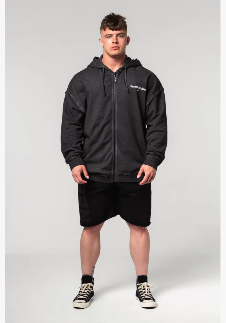 NEBBIA • NEBBIA Washed-off zip hoodie GYM BRO black • Nebshop.com