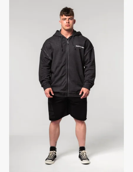 NEBBIA • NEBBIA Washed-off zip hoodie GYM BRO black • Nebshop.com