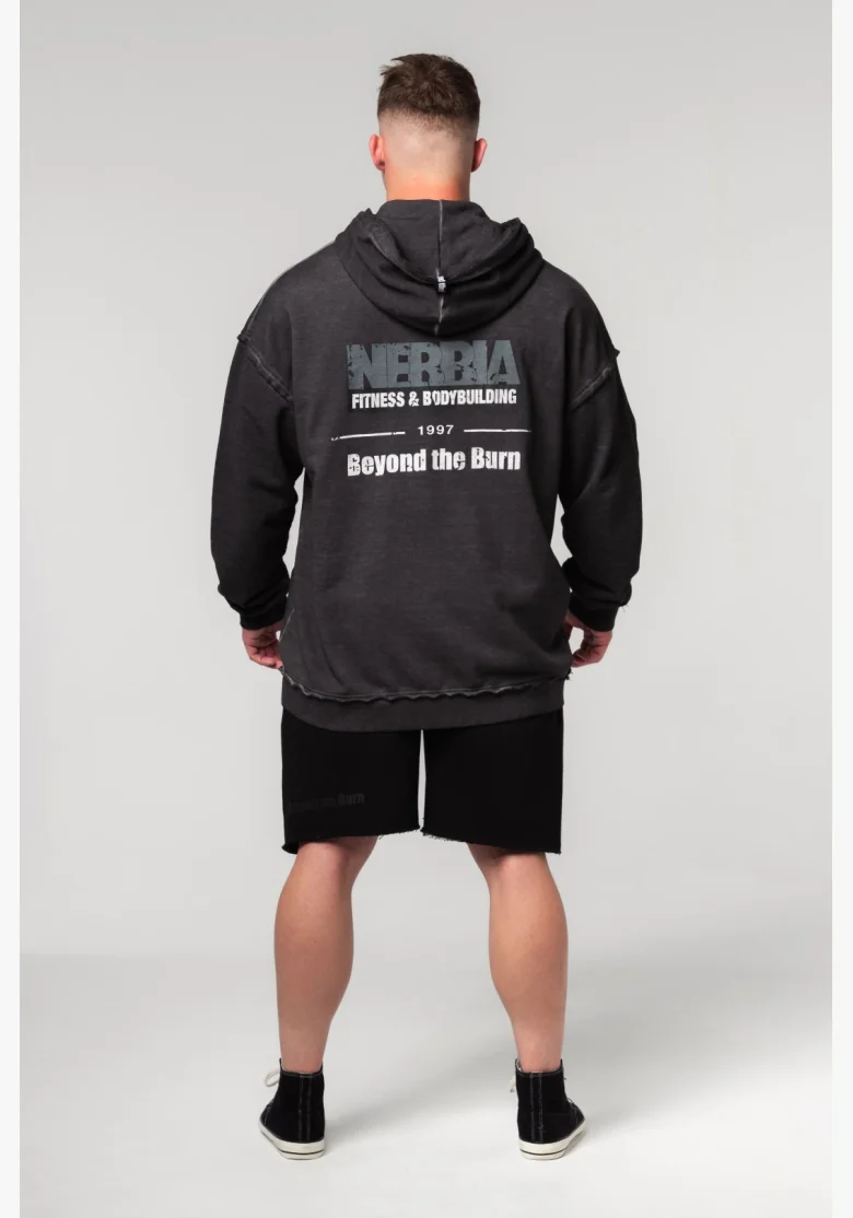 NEBBIA • NEBBIA Washed-off zip hoodie GYM BRO black • Nebshop.com