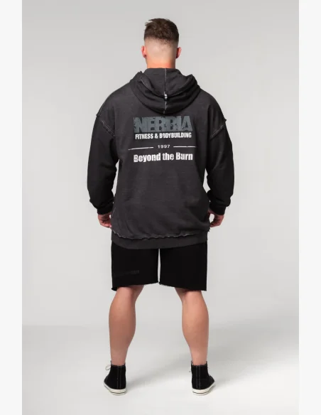 NEBBIA • NEBBIA Washed-off zip hoodie GYM BRO black • Nebshop.com