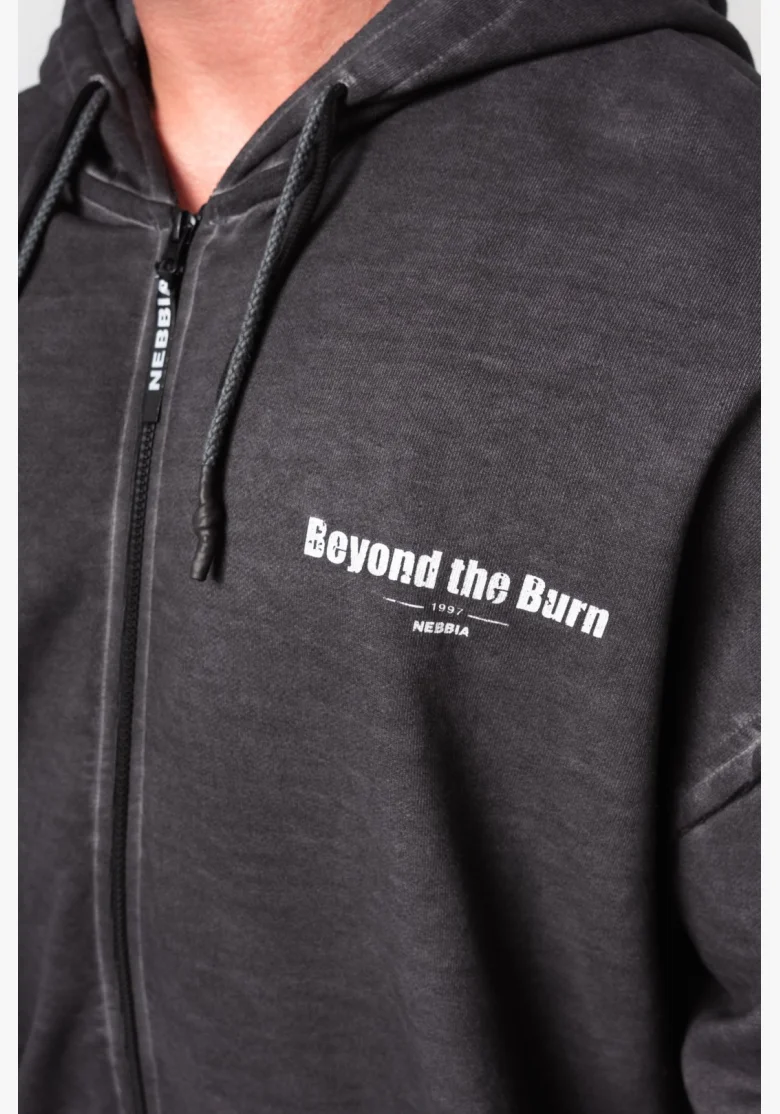 NEBBIA • NEBBIA Washed-off zip hoodie GYM BRO black • Nebshop.com