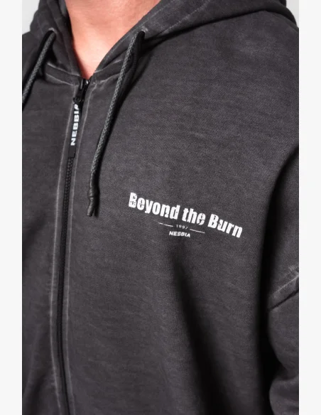 NEBBIA • NEBBIA Washed-off zip hoodie GYM BRO black • Nebshop.com