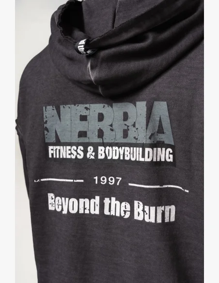 NEBBIA • NEBBIA Washed-off zip hoodie GYM BRO black • Nebshop.com