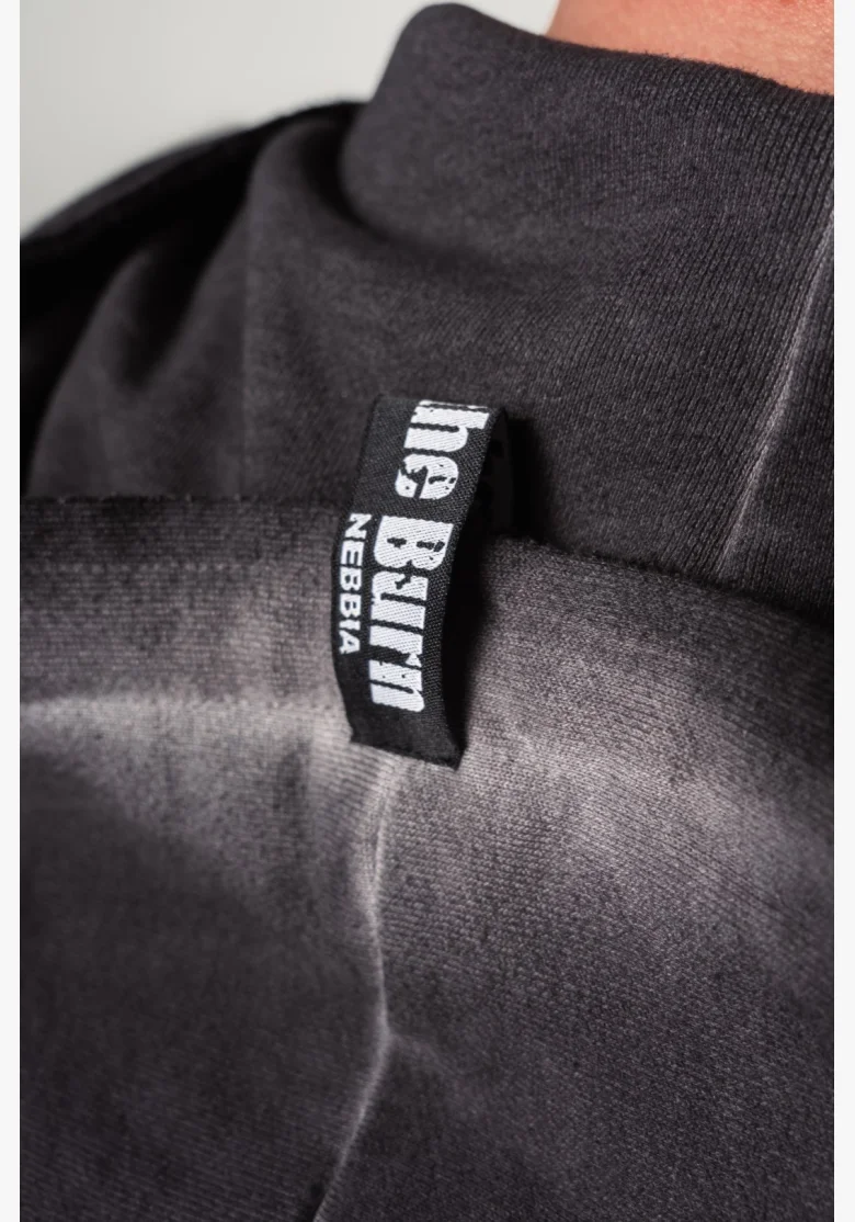 NEBBIA • NEBBIA Washed-off zip hoodie GYM BRO black • Nebshop.com