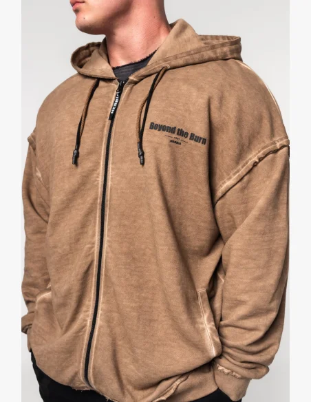 NEBBIA • NEBBIA Washed-off zip hoodie GYM BRO brown • Nebshop.com