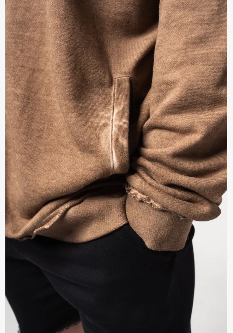 NEBBIA • NEBBIA Washed-off zip hoodie GYM BRO brown • Nebshop.com