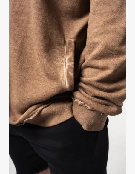 NEBBIA • NEBBIA Washed-off zip hoodie GYM BRO brown • Nebshop.com