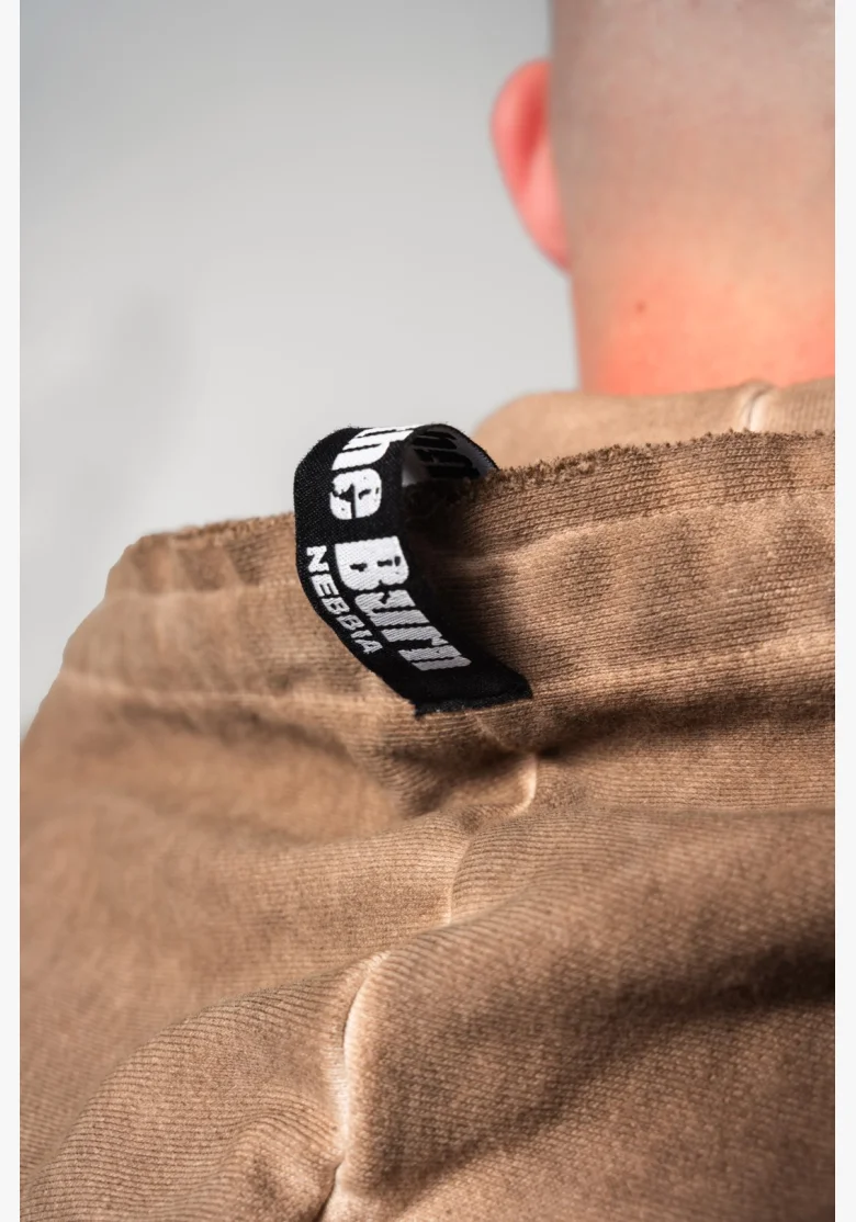 NEBBIA • NEBBIA Washed-off zip hoodie GYM BRO brown • Nebshop.com