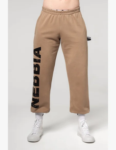 NEBBIA • NEBBIA Loose baggy sweatpants with pockets GYM BRO brown • Nebshop.cz