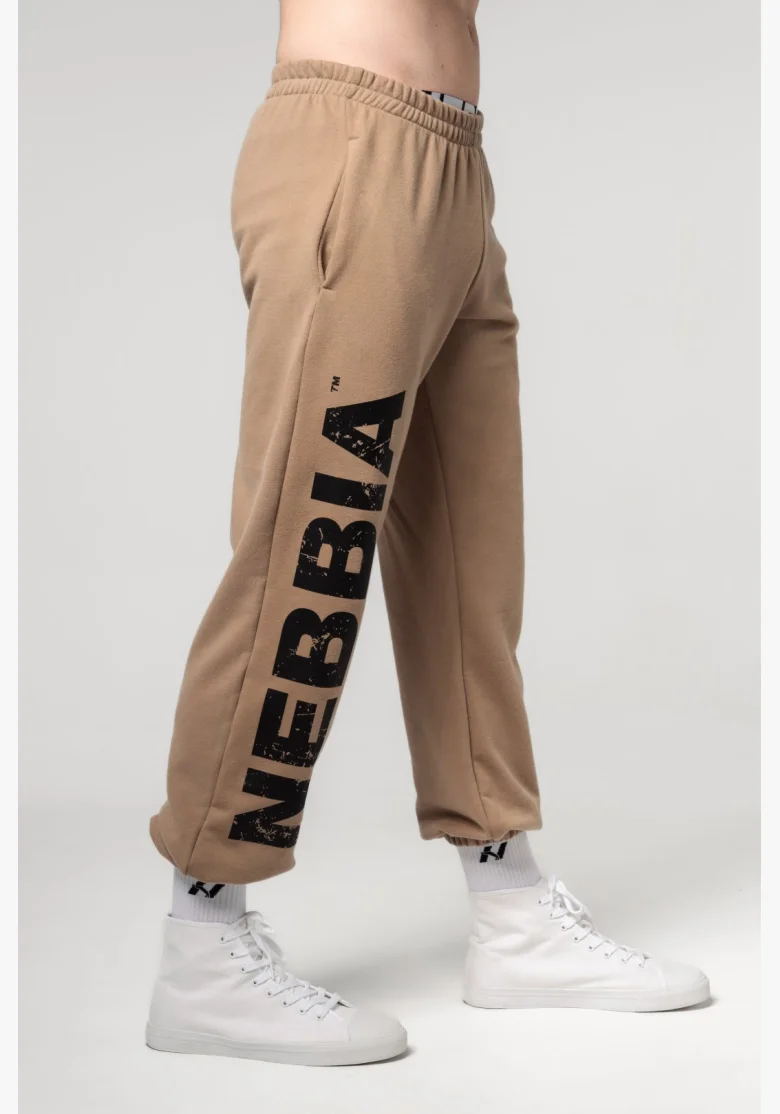NEBBIA • NEBBIA Loose baggy sweatpants with pockets GYM BRO brown • Nebshop.cz