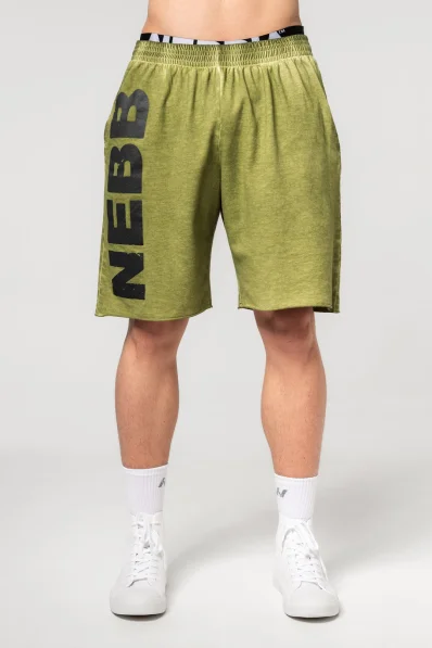 NEBBIA • NEBBIA Washed-off sweat shorts NO BS green • Nebshop.cz