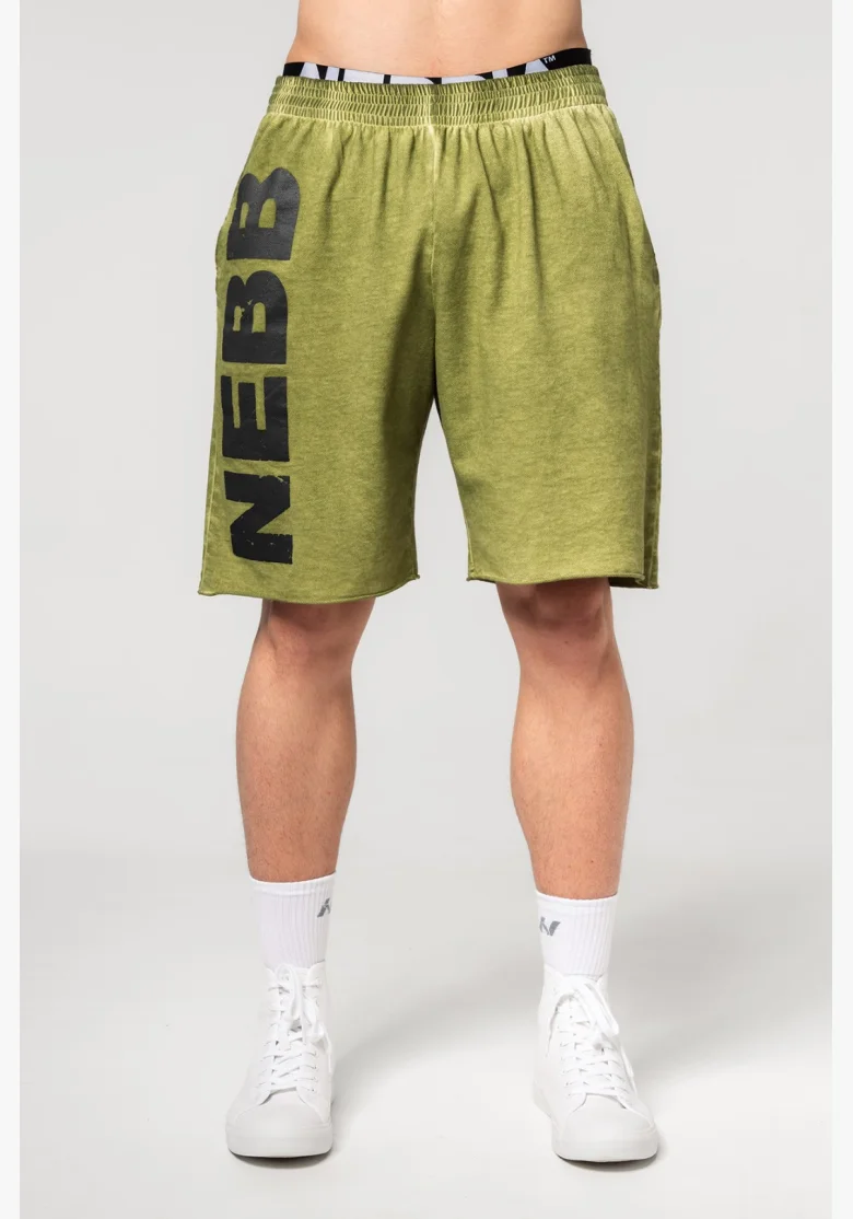 NEBBIA • NEBBIA Washed-off sweat shorts NO BS green • Nebshop.cz