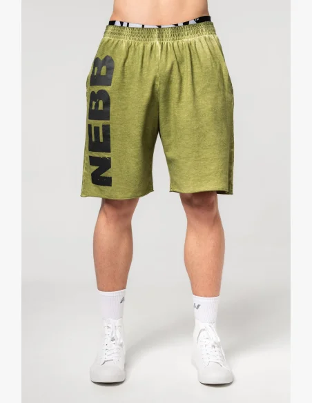 NEBBIA • NEBBIA Washed-off sweat shorts NO BS green • Nebshop.cz
