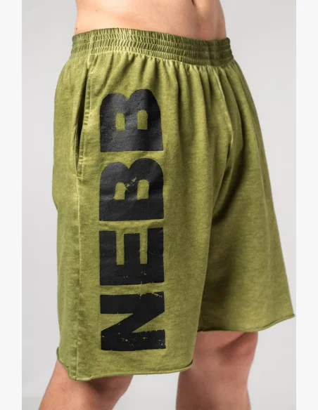 NEBBIA • NEBBIA Washed-off sweat shorts NO BS green • Nebshop.cz