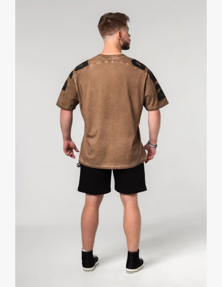 NEBBIA • NEBBIA Washed-off oversized t-shirt LIFTING CLUB brown • Nebshop.cz
