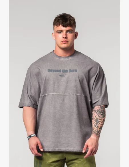 NEBBIA • NEBBIA Washed-off oversized t-shirt NO SHORTCUTS gray • Nebshop.com