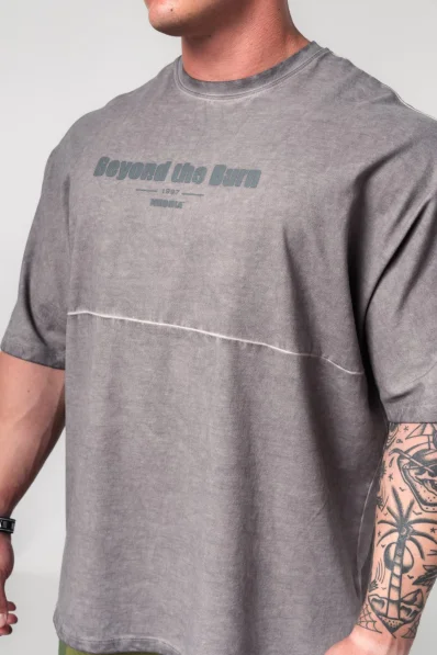 NEBBIA • NEBBIA Washed-off oversized t-shirt NO SHORTCUTS gray • Nebshop.com 2