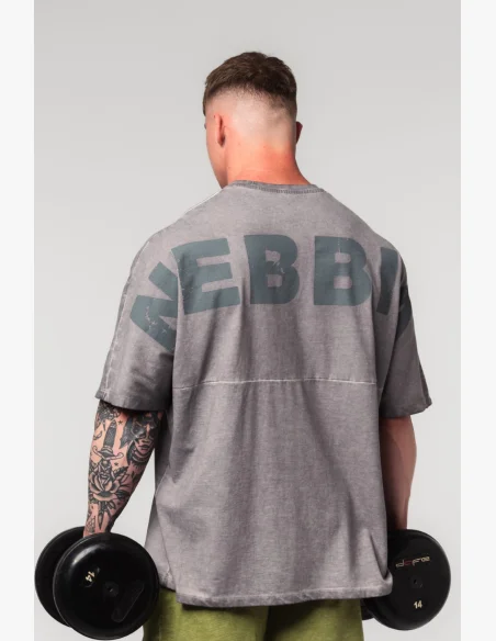 NEBBIA • NEBBIA Washed-off oversized t-shirt NO SHORTCUTS gray • Nebshop.com