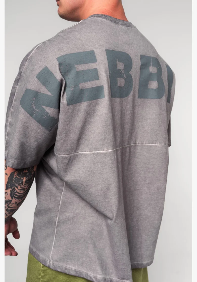 NEBBIA • NEBBIA Washed-off oversized t-shirt NO SHORTCUTS gray • Nebshop.com