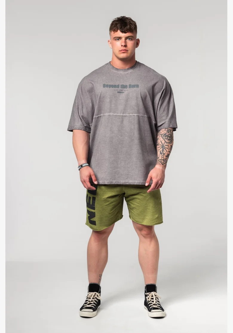 NEBBIA • NEBBIA Washed-off oversized t-shirt NO SHORTCUTS gray • Nebshop.com