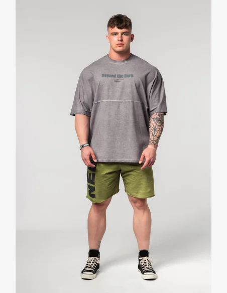 NEBBIA • NEBBIA Washed-off oversized t-shirt NO SHORTCUTS gray • Nebshop.com