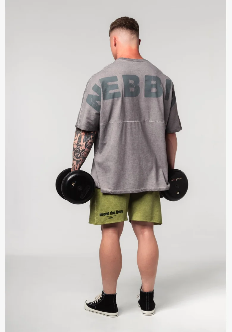 NEBBIA • NEBBIA Washed-off oversized t-shirt NO SHORTCUTS gray • Nebshop.com