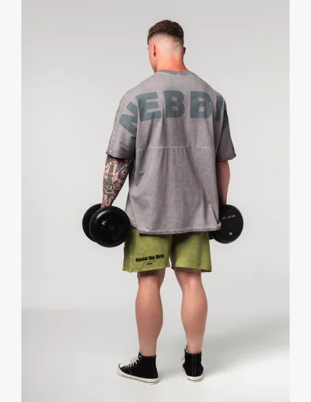 NEBBIA • NEBBIA Washed-off oversized t-shirt NO SHORTCUTS gray • Nebshop.com