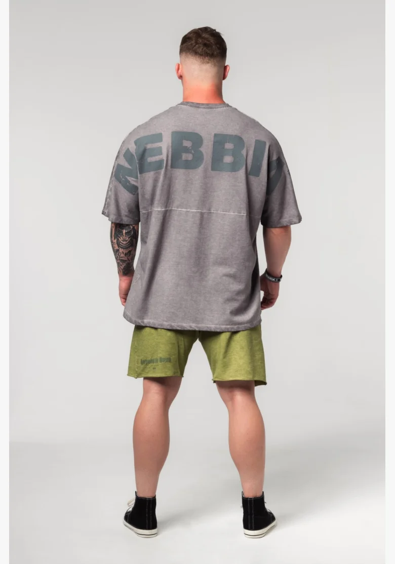 NEBBIA • NEBBIA Washed-off oversized t-shirt NO SHORTCUTS gray • Nebshop.com