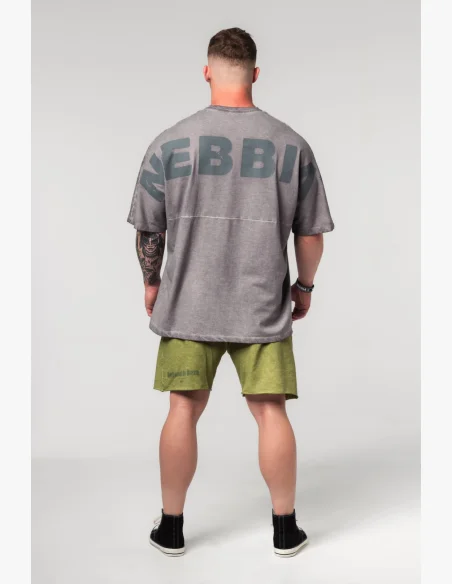 NEBBIA • NEBBIA Washed-off oversized t-shirt NO SHORTCUTS gray • Nebshop.com