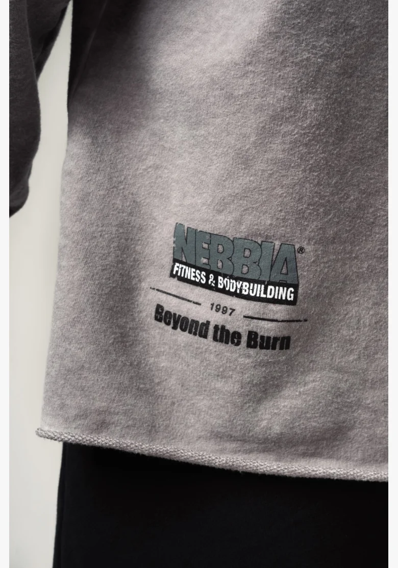 NEBBIA • NEBBIA Washed-off oversized hoodie with hood NO BS gray • Nebshop.cz