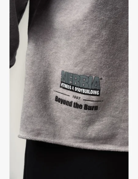 NEBBIA • NEBBIA Washed-off oversized hoodie with hood NO BS gray • Nebshop.cz