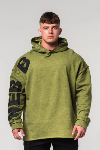 NEBBIA • NEBBIA Washed-off oversized hoodie with hood NO BS green • Nebshop.cz