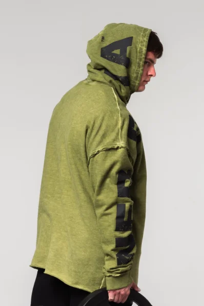 NEBBIA • NEBBIA Washed-off oversized hoodie with hood NO BS green • Nebshop.cz 2