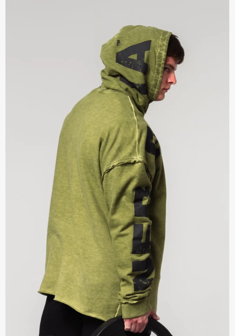 NEBBIA • NEBBIA Washed-off oversized hoodie with hood NO BS green • Nebshop.cz