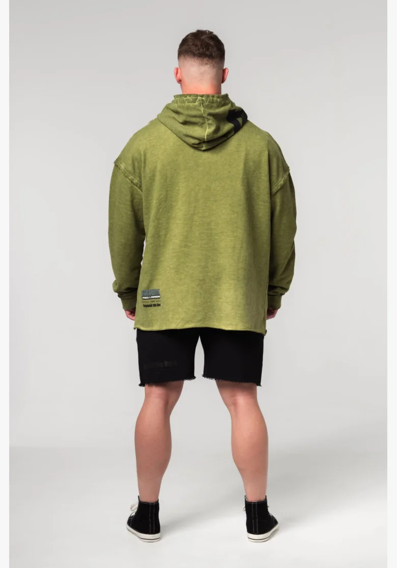 NEBBIA • NEBBIA Washed-off oversized hoodie with hood NO BS green • Nebshop.cz