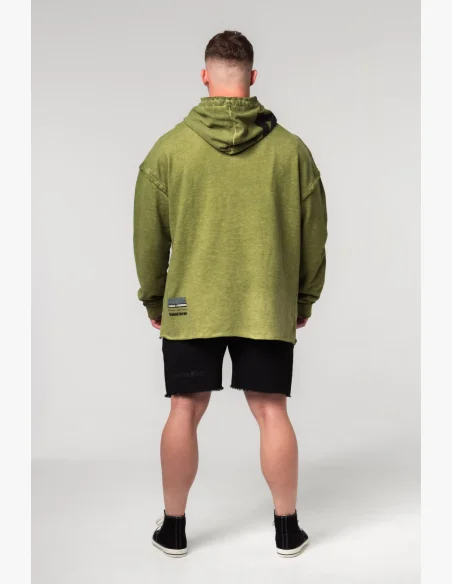 NEBBIA • NEBBIA Washed-off oversized hoodie with hood NO BS green • Nebshop.cz