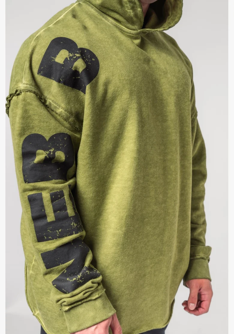 NEBBIA • NEBBIA Washed-off oversized hoodie with hood NO BS green • Nebshop.cz