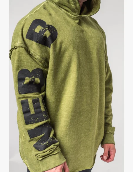NEBBIA • NEBBIA Washed-off oversized hoodie with hood NO BS green • Nebshop.cz
