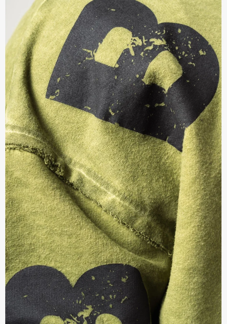 NEBBIA • NEBBIA Washed-off oversized hoodie with hood NO BS green • Nebshop.cz