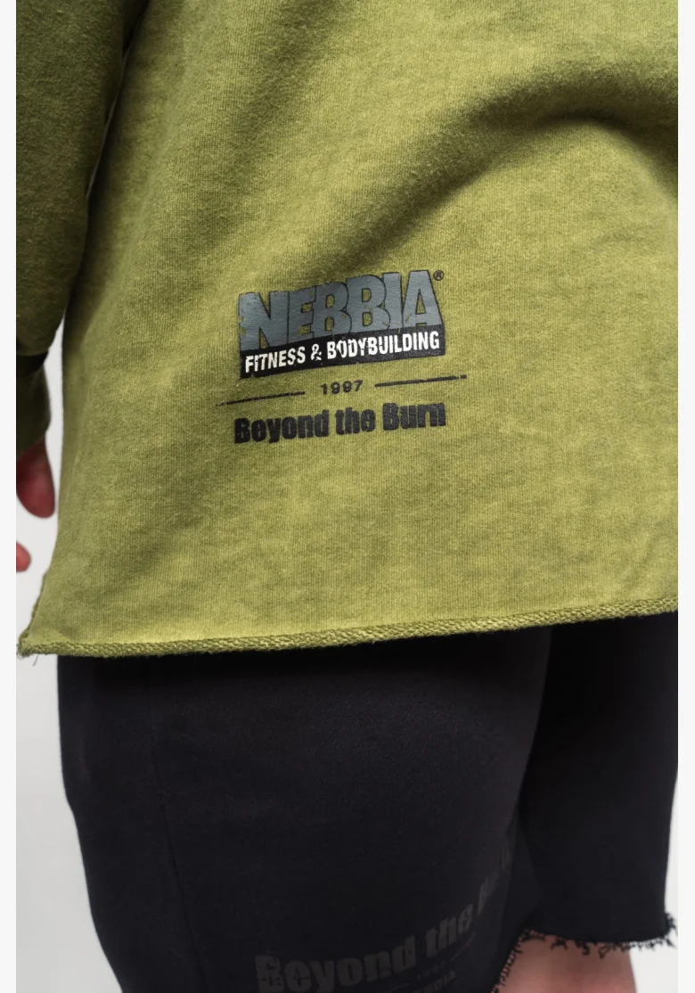 NEBBIA • NEBBIA Washed-off oversized hoodie with hood NO BS green • Nebshop.cz