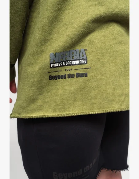 NEBBIA • NEBBIA Washed-off oversized hoodie with hood NO BS green • Nebshop.cz