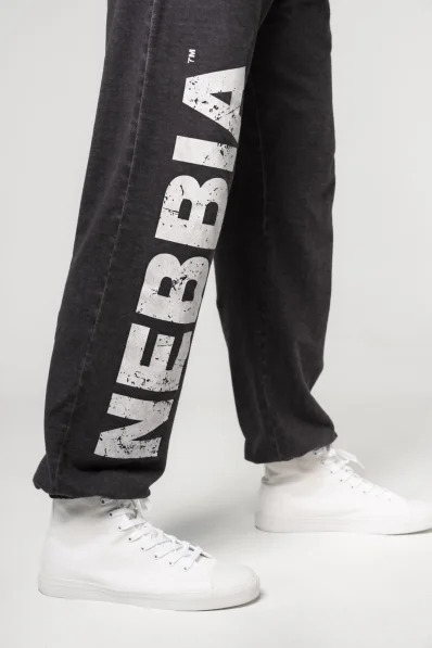 NEBBIA • NEBBIA Washed-off loose baggy sweatpants with pockets GYM BRO black • Nebshop.cz 2