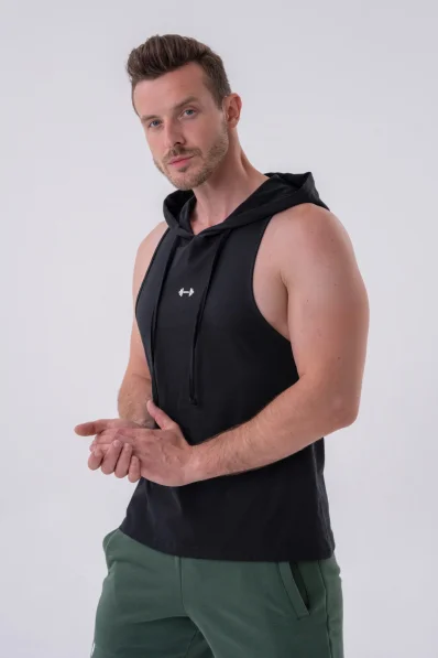 NEBBIA • NEBBIA Fitness tank top with hood black • Nebshop.cz