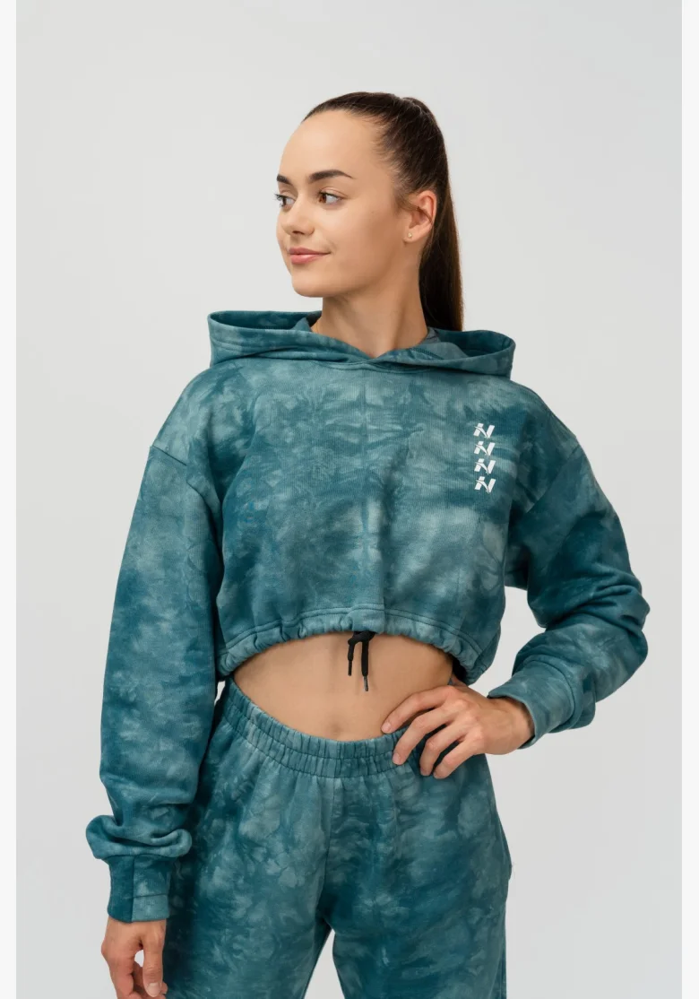 NEBBIA • NEBBIA Re-fresh women's crop hoodie with hood green • Nebshop.cz