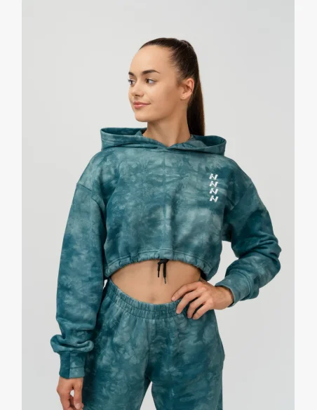 NEBBIA • NEBBIA Re-fresh women's crop hoodie with hood green • Nebshop.cz