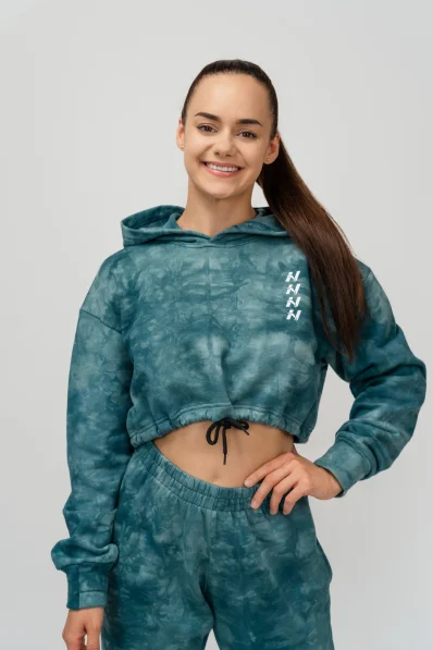 NEBBIA • NEBBIA Re-fresh women's crop hoodie with hood green • Nebshop.cz